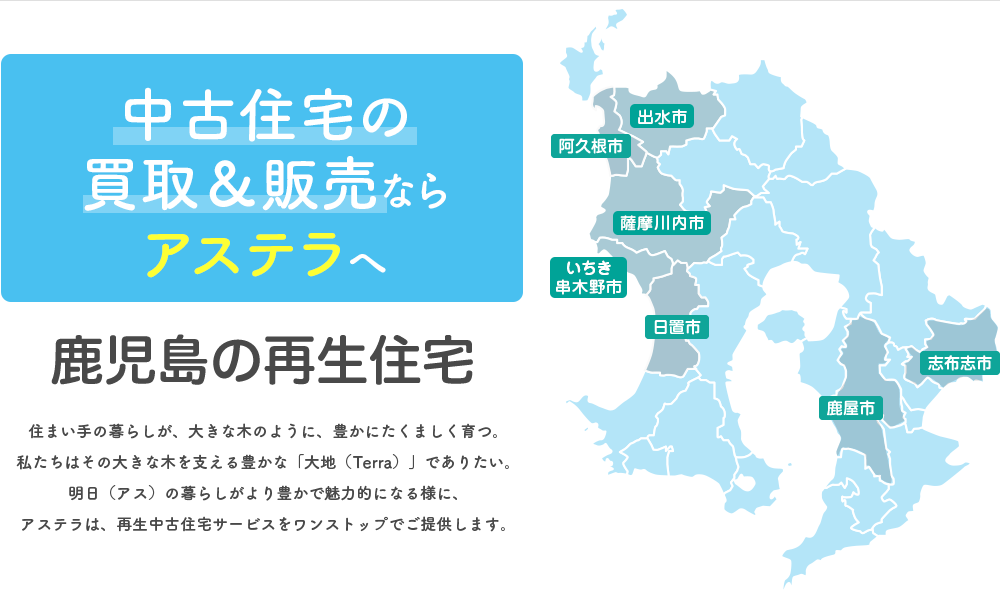 中古住宅の買取＆販売ならアステラへ（鹿児島の再生住宅）